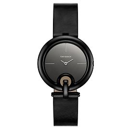 Tory Burch The Pierced Women's Leather Watch Black