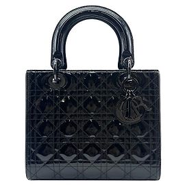 Dior Lady Lackleder Tote Bag Schultertasche Schwarz
