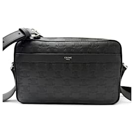 Céline CELINE Leather Triomphe Medium Shoulder Bag Black
