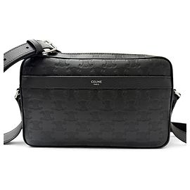 Céline CELINE Triomphe Schultertasche Medium aus Leder Schwarz