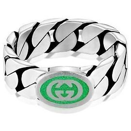 Gucci Interlocking Enamel Silver Ring Silvery