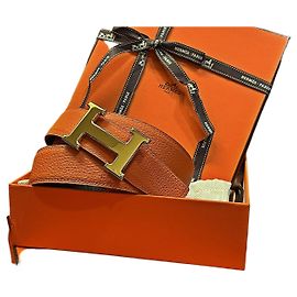 Hermès Ceinture réversible Gold Classic Black Orange Multicolore