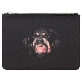 Givenchy Rottweiler Printed Leather Clutch Black Black