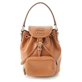 Miu Miu Leather Mini Backpack Brown