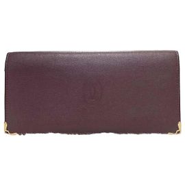 Cartier Cartera larga Must de cuero Burgundy Roja