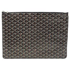 Black Goyardine Canvas Sena GM Clutch Black