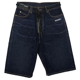 Off White Diagonal Denim Shorts Blue Blue