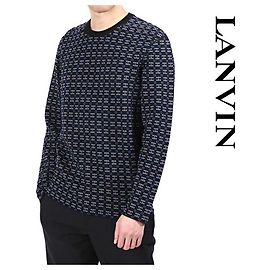 Lanvin Strickpullover mit Rundhalsausschnitt und geometrischem Muster Schwarz