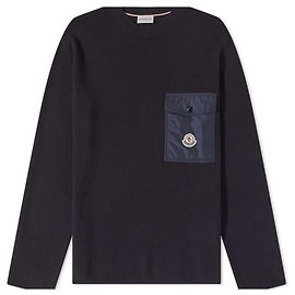 Pull Moncler en maille avec logo noir Noir