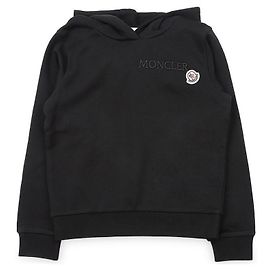 Moncler Kapuzenpullover aus Baumwolle mit Logo-Patch Schwarz