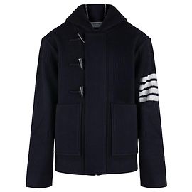Thom Browne Diagonal Wool Duffel Jacket Navy Black