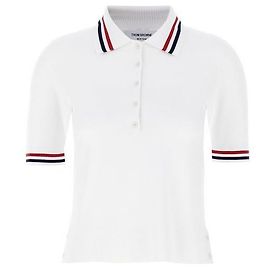 Thom Browne Kurzarm- Polohemd aus Jersey-Strick Weiß