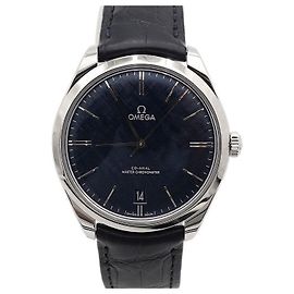 Omega De Ville Trésor Blue Dial Automatic Leather Band Men's Watch Blue