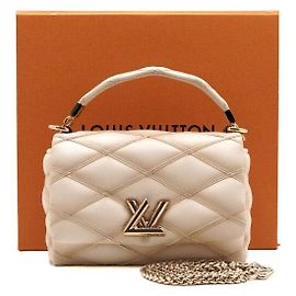 Louis Vuitton Saco Tote e Saco de Ombro com Corrente PM Ramskin Vanilla Dourado