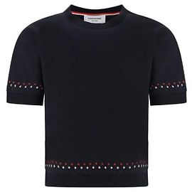 Thom Browne T-shirt em algodão Milano com bordado de estrela e floco de neve Preto
