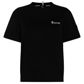 Moncler Baumwoll-T-Shirt mit besticktem Logo Schwarz
