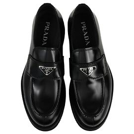 Prada Brushed Leather Loafers Black