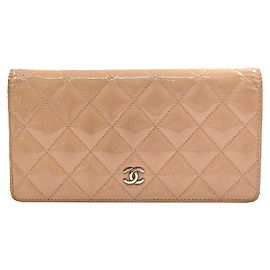 Chanel Classic Patent Long Wallet Orange