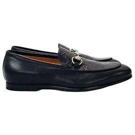 Gucci Horsebit Silver Leather Loafer Black