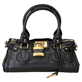 Chloé Paddington Tote Bag Grained Leather Black Black