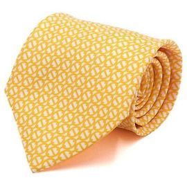 Hermès Gravata de seda com padrão de sandália amarela Amarelo