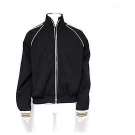 Gucci Black GG Jacquard Jersey Zip Men's Track Jacket Black