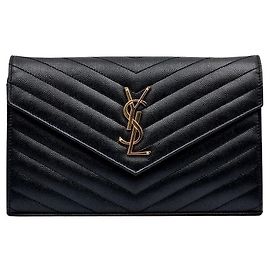 Saint Laurent Borsa crossbody con catena monogramma Nero