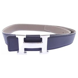 Hermès Cinturón reversible Hermes H 32mm Castaño Negro