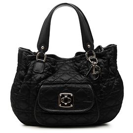 Dior Black Nylon Cannage Charming Lock Tote Black