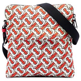 Saco Messenger Plano em Nylon Burberry Beige TB Monogram Bege