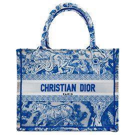 Dior Blue Small Canvas Embroidered Toile De Jouy Sauvage Book Tote Bleu