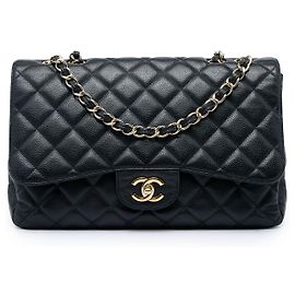 Chanel Black Jumbo Classic Caviar Single Flap Noir