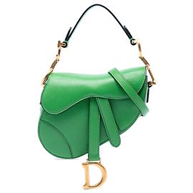Sac Saddle Dior en micro chèvre vert Vert