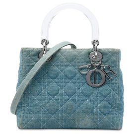 Dior Blue Medium Denim Cannage Acrylic Handles Lady Dior Blu Altro