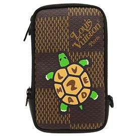 Louis Vuitton Brown Nigo Giant Damier Ebene Tortoise Double Phone Pouch Marron