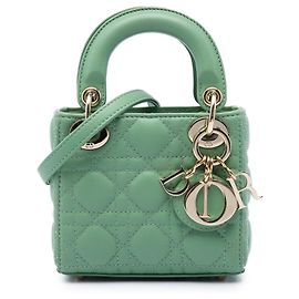 Dior Green Micro Lambskin Cannage Lady Dior Vert