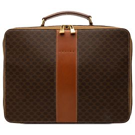Céline Celine Brown Macadam Coated Canvas Briefcase Brown