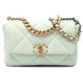 Chanel 19 Flap Medium em Lambskin Verde Verde Verde claro
