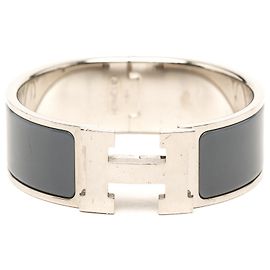 Hermès Clic Clac H Armband PM in grau weitem Emaille Braun Andere