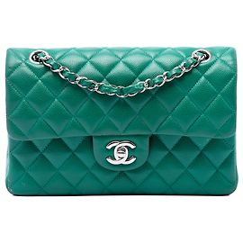 Chanel Green Small Classic Caviar Double Flap Vert