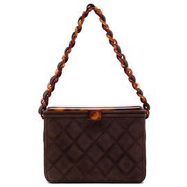 Bolsa Vanity Box Chanel em camurça acolchoada CC castanha Marrom