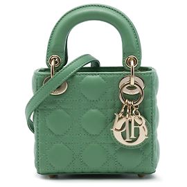 Dior Green Micro Lambskin Cannage Lady Dior Vert