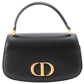 mala Dior 30 Montaigne Avenue em pele de bezerro Box preta com pega superior Preto