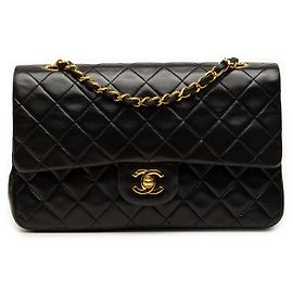 Chanel Black Medium Classic Lambskin Double Flap Noir