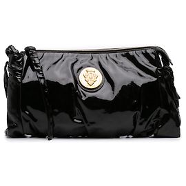 Gucci Black Large Patent Hysteria Clutch Black