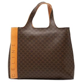 Céline Tote Celine Brown Macadam Coated Canvas Marrone