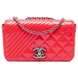 Chanel Red Small Quilted Patent Coco Boy Flap Rouge