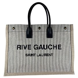Saint Laurent Tote Bag - Rive Gauche Black Beige Cream