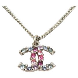 Collana Chanel con strass multicolore Argento Multicolore