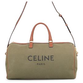 Céline Borsa Boston Celine in tela e pelle Brown Khaki Marrone Cachi